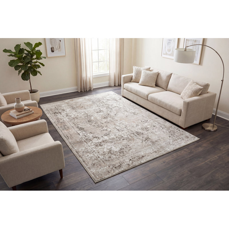 Tapis oriental ivoire / gris Lana, Rectangle 9 pi 2 po x 12 pi