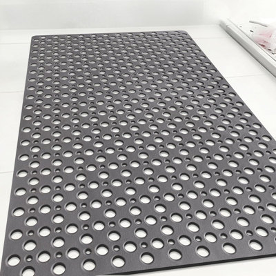 Grands tapis de douche pour l'intérieur, tapis de sol antidérapant en TPE avec grands trous de bonde et ventouses