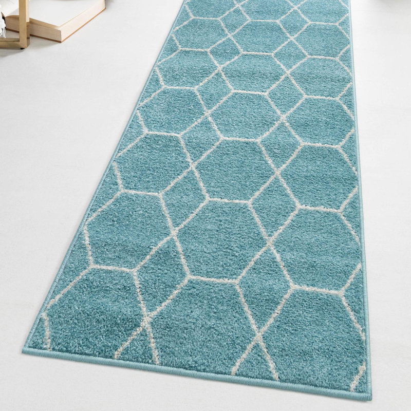 Tapis géométrique Debrodie, Tapis de couloir 2 pi x 13 pi 1 po, Noir
