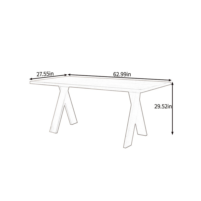 Table écologique en bois massif, H 29,52 po x L 62,99 po x l 27,55 po