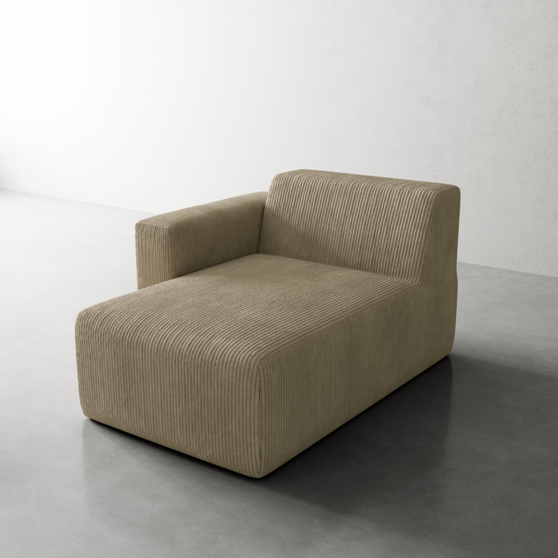 Chaise longue simple en velours côtelé Berlare, Kaki
