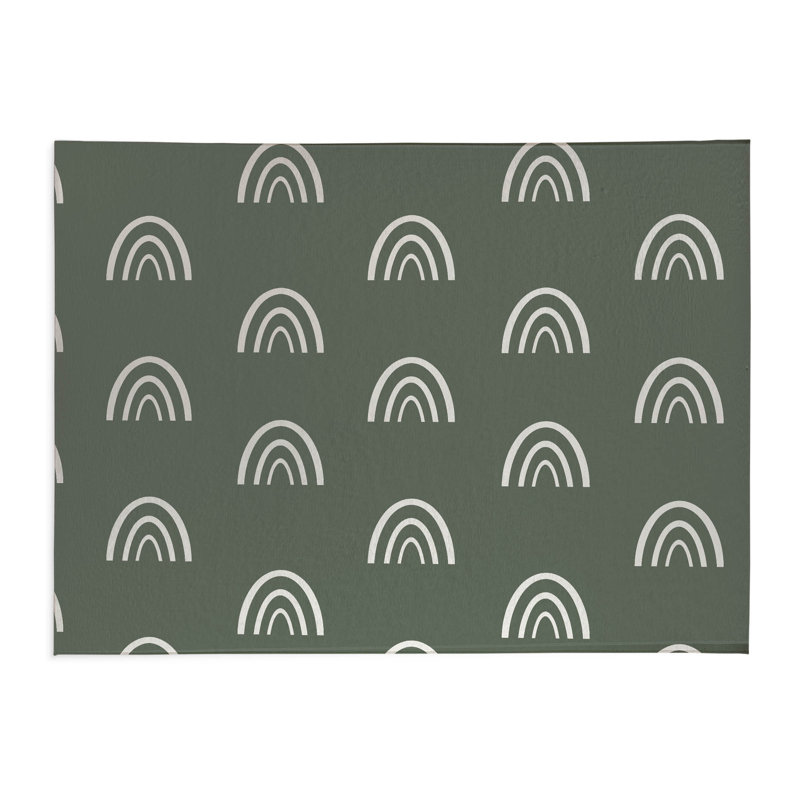 Plain Bows Kids Play Mat, Chimichurri/White, Rectangle 2' x 3'