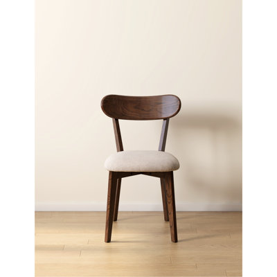 Natural Solid Oak Dining Chair With Rounded Edges And Easy - To Clean Upholstery,  For Kitchen Walnut Color Made Of Oak, Non Slip Feet Removable Cushion, Ideal Family Use