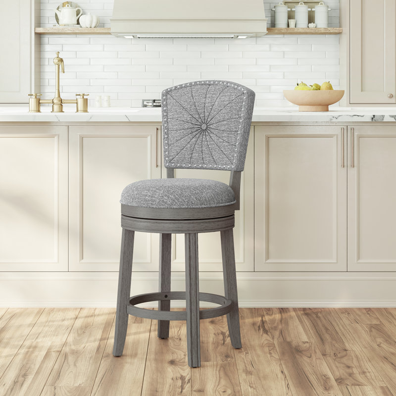 Tabouret de bar et de comptoir Fidelia, Tabouret de comptoir = siège d'une hauteur de 26 , Siège gris / cadre gris