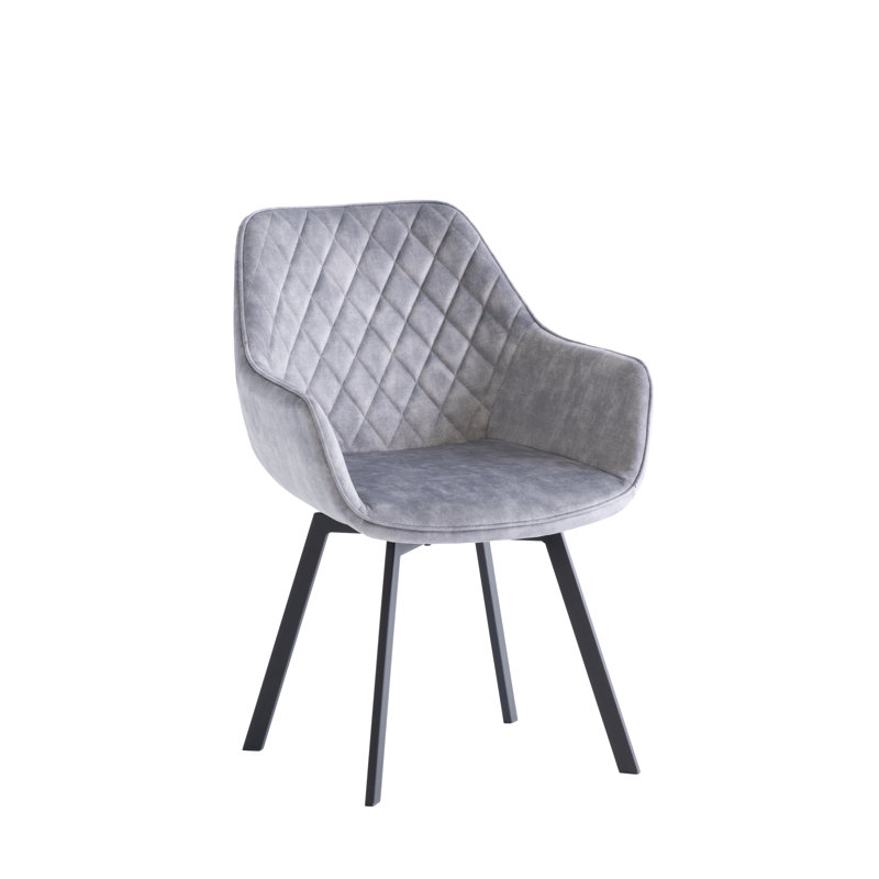 45cm H Velvet Upholstered Side Chair, Silver