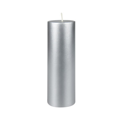 6 Inch Metallic Silver Pillar Candle