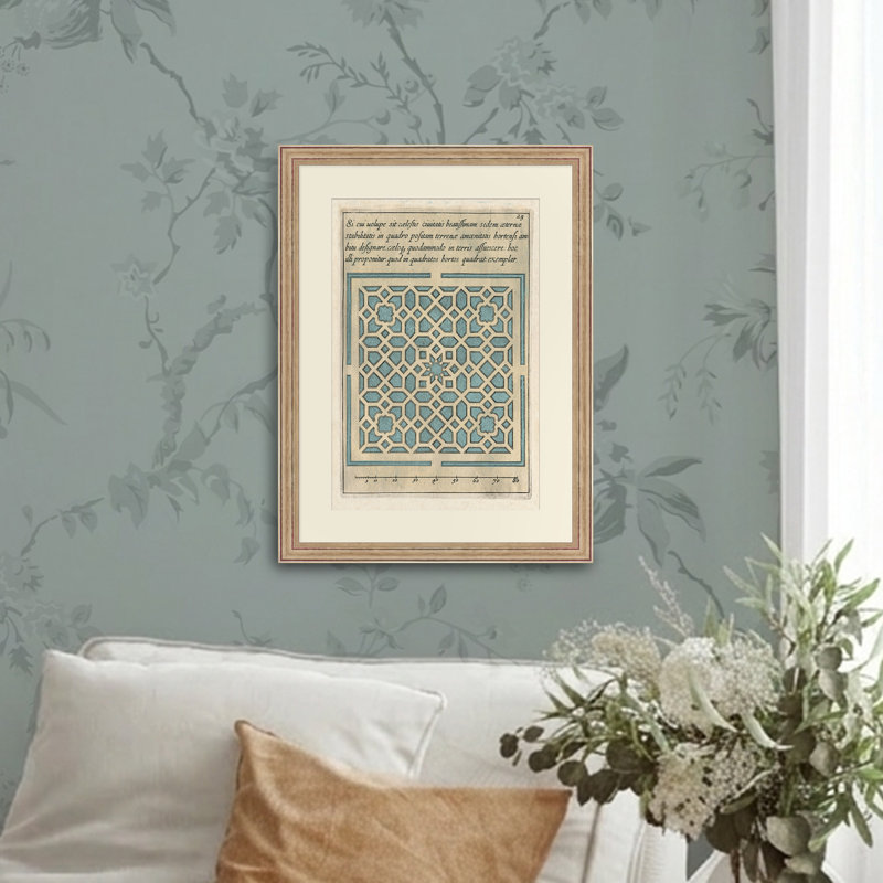 Martha Stewart Lily Pond, art mural en papier, Étude de motifs côtiers: I, 21,62 po x 29,62 po, décor de salon et de chambre à coucher, encadré