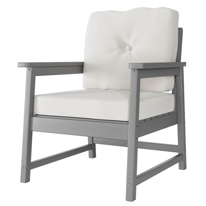 Chaise de patio avec coussin, gris