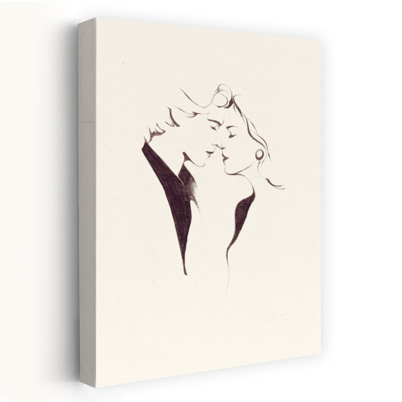 Elegant Sketch Of A Couple About To Kiss by Rafal Kulik - Wrapped Canvas Print, 91.44 cm H x 60.96 cm W