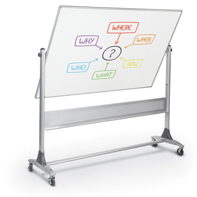 Platinum Reversible MooreCo Porcelain Freestanding Metal Whiteboard, Porcelain Markerboard - Both Sides