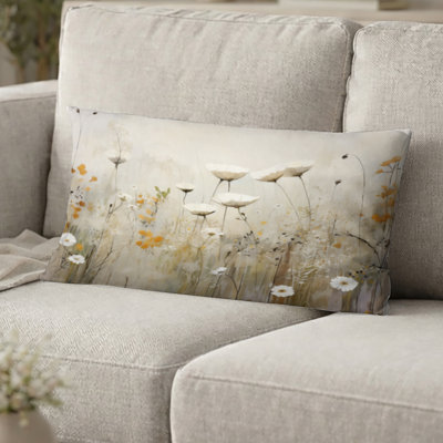 Coussin décoratif imprimé floral beige et fleurs sauvages Wildflowers