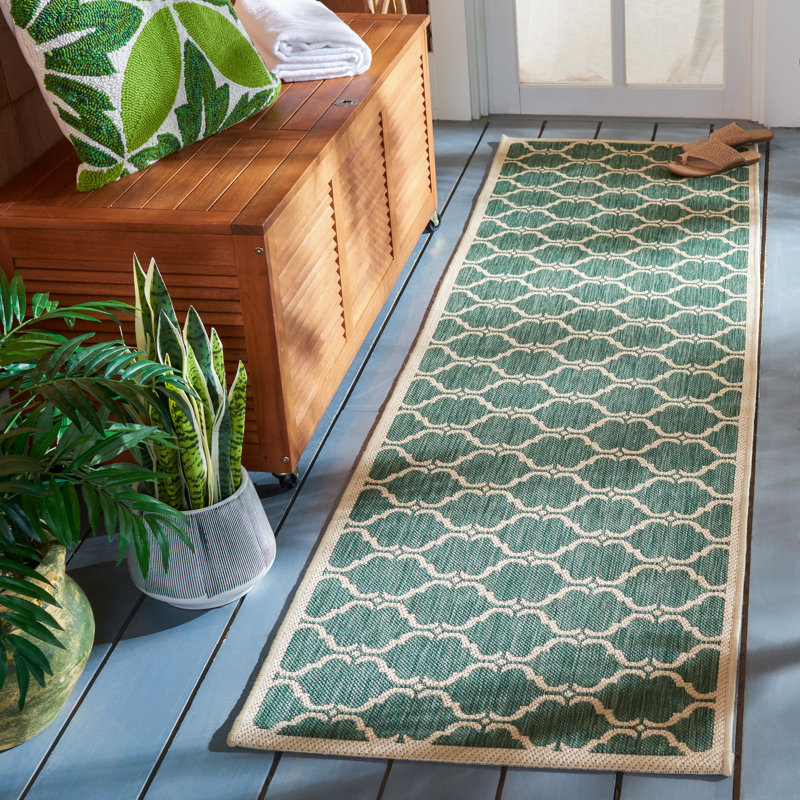 Kelley Hooked Indoor/Outdoor Rug, Runner 69 x 244 cm, Green / Neutral
