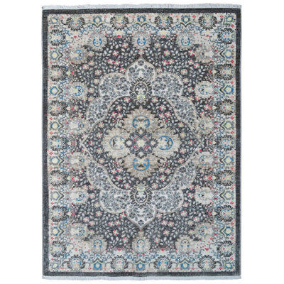 Beier MACHINE MADE POLYESTER AREA RUGS - Beige Black | Oriental Design, Low Pile Machine Made Area Rugs for Living Room, Bed Room