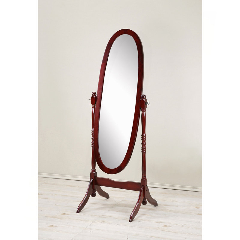 Traditional Queen Anna Style Wood Floor Cheval Mirror, Cherry