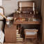 Bureau de coiffeuse moderne en bois massif avec miroir lumineux et 8 tiroirs