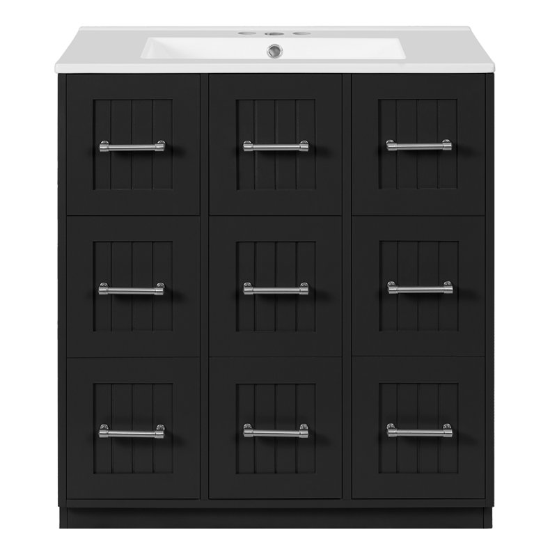 Meuble-lavabo 30 po avec tiroir basculant, Noir