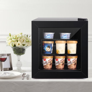 ADT 1.1 Cu Ft Countertop Display Glass Door Freezer with LED Light Perfect for Liquor and Ice Cream