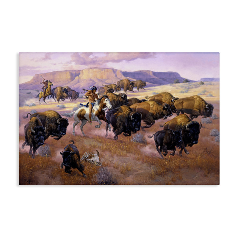 Art mural sur toile Western Batives Hunt, conception par Jack Sorenson, H 20 po x l 30 po