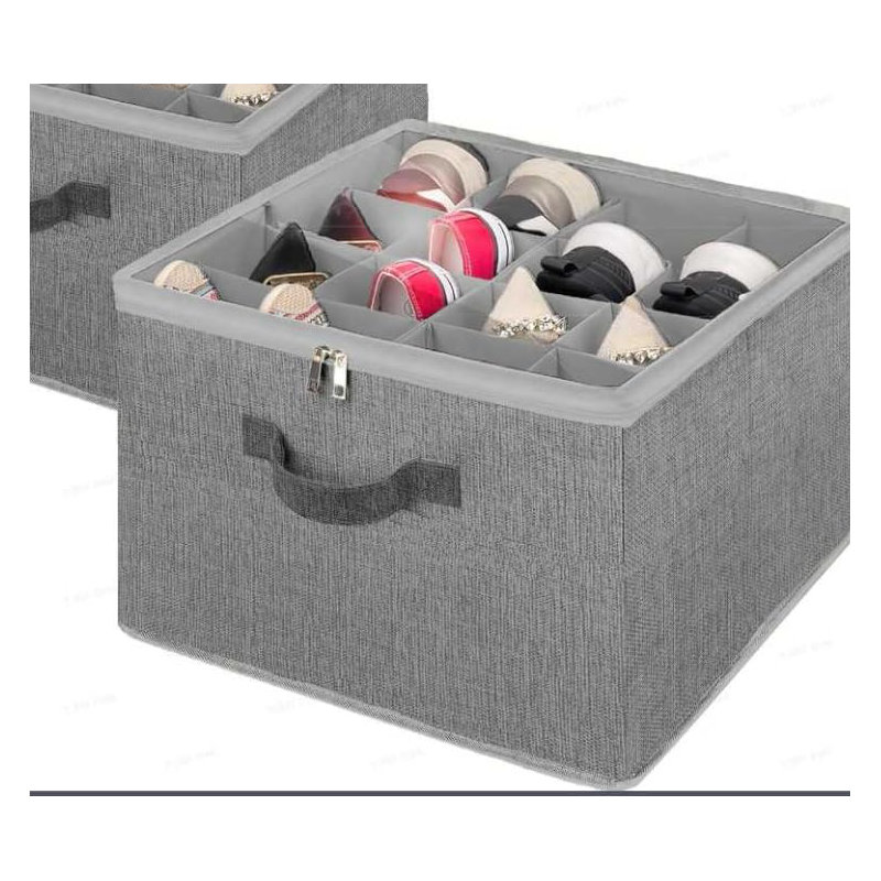 16 Pair Shoe Storage Box, Grey