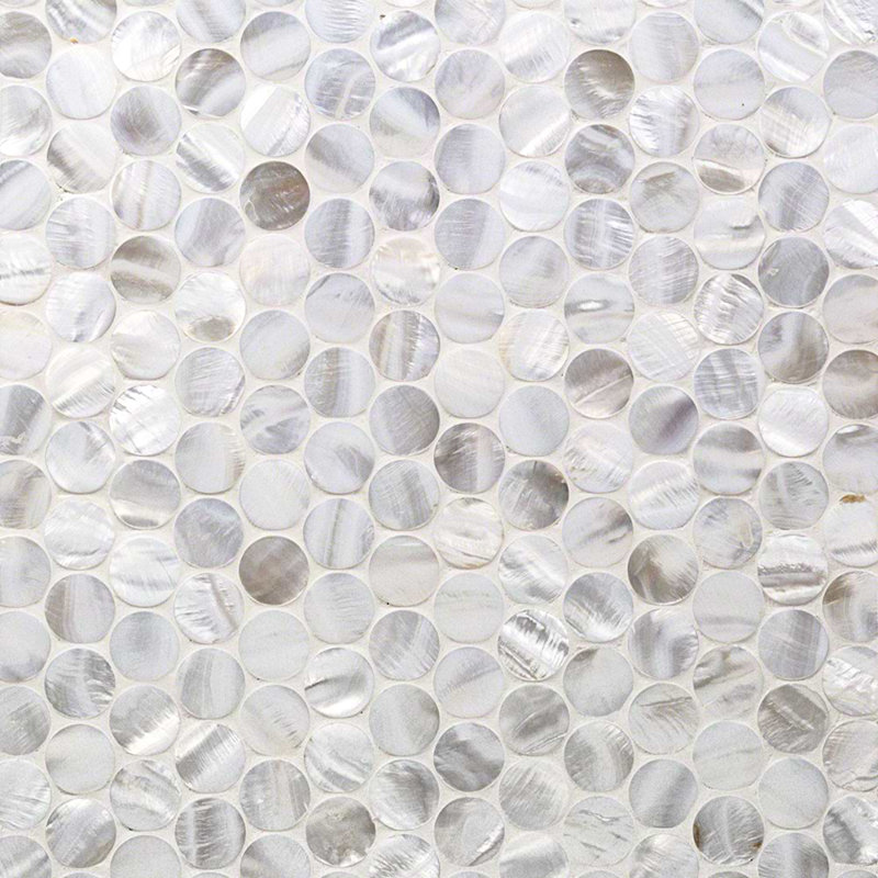 Oyster 1" Penny Round Polished Pearl Mosaic Tile