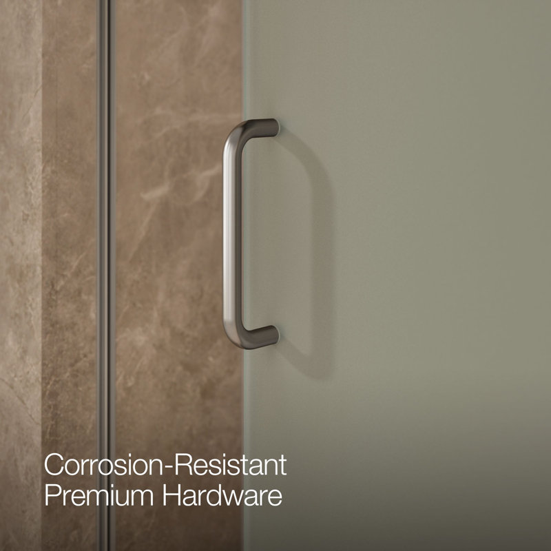 Elate Tall Sliding Shower Door, 75-1/2-In H X 56-1/4 - 59-5/8-In W, With Heavy 5/16-In Thick Crystal Clear Glass With Privacy Band
