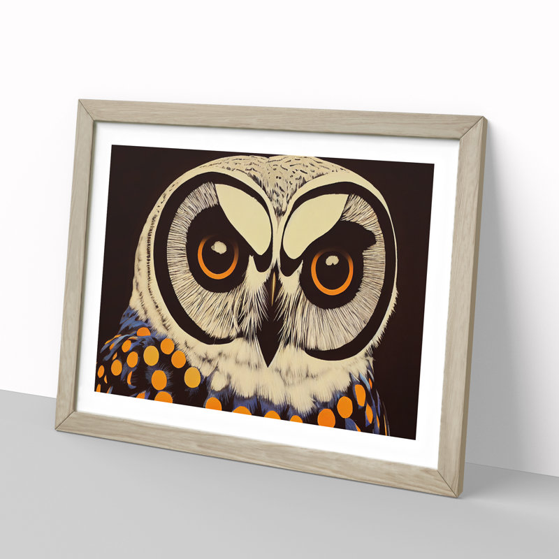 Electrifying Owl - Single Picture Frame Painting, 46cm H x 64cm W x 2cm D, Oak 
