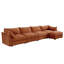 Canapé modulaire en L 4 places, canapé 4 places avec 1 repose-pieds mobile, accoudoirs en forme de croissant et coussins de dossier et d'accoudoirs enveloppants, chenille-210818524