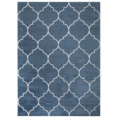 Arianda Morocco Trellis Blue Area Rug