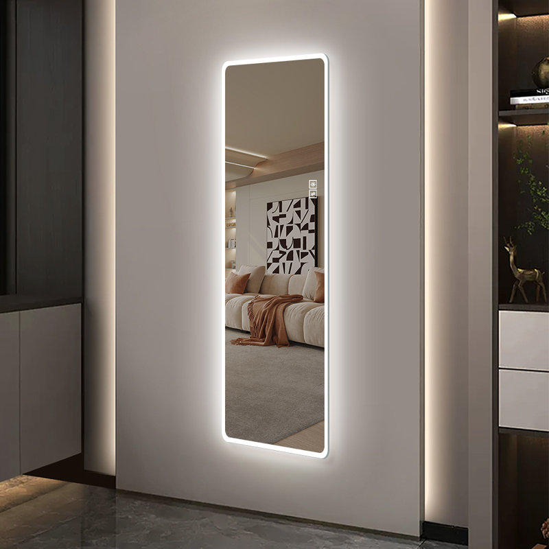 Miroir pleine longueur à DEL sans cadre de 60 po x 16 po avec éclairage à intensité variable 3 couleurs et verre incassable