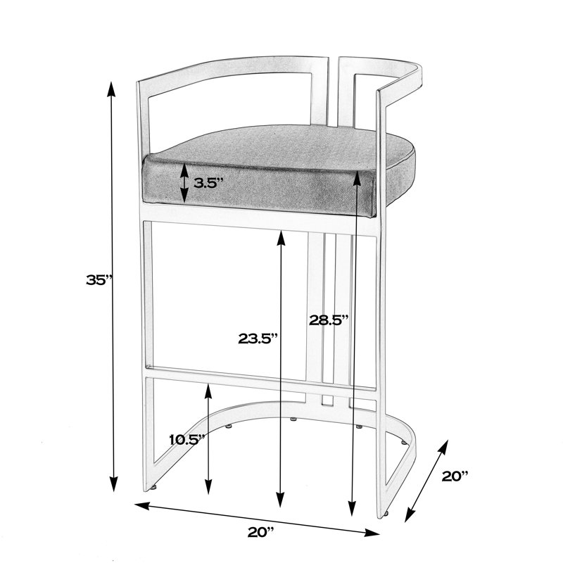 Butler Bravo Faux Leather Counter Stool, Bar Stool (28.5” Seat Height), White, Silver