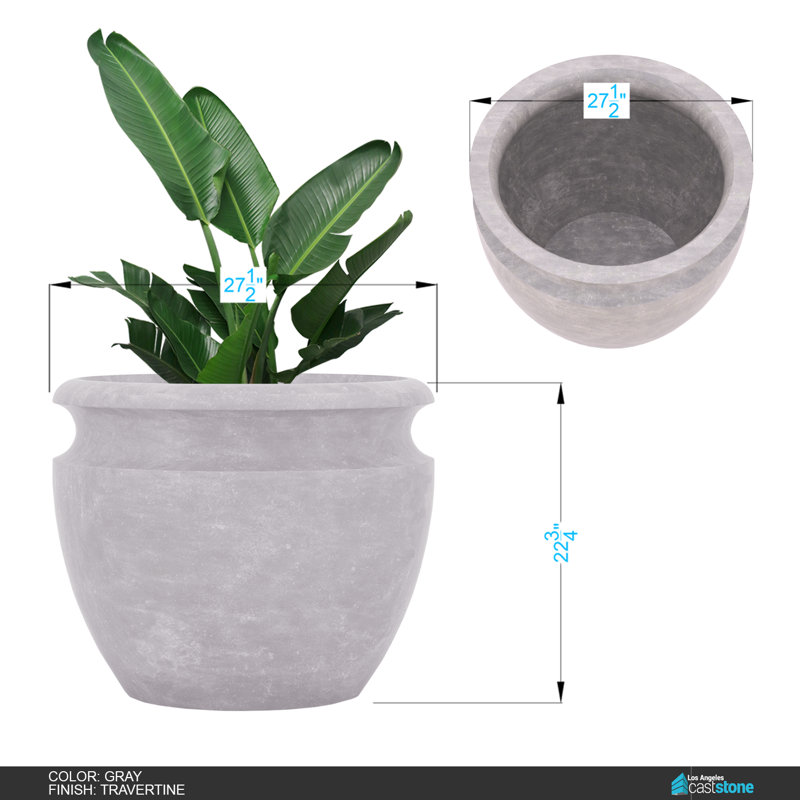 Jardinière Zoe, Travertin gris