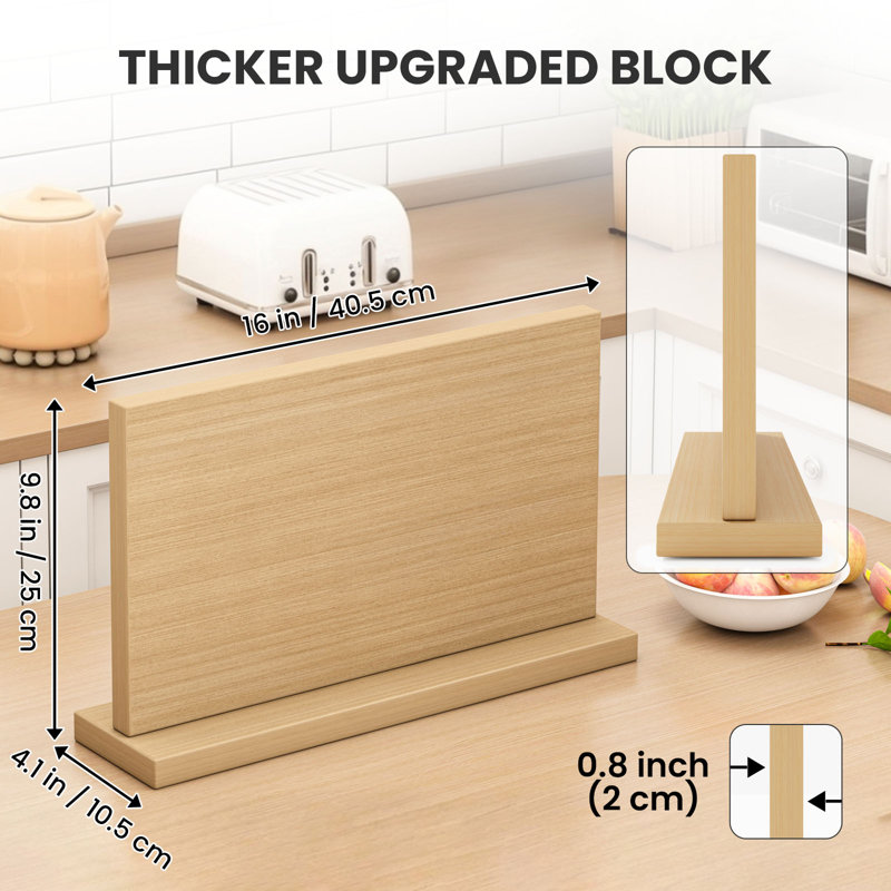 THMINS Support à couteaux magnétique large pour porte-couteaux magnétique double face, Bois