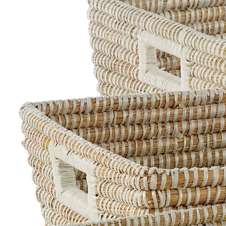 Baum Faux Wicker Woodstrip Edge 3 Piece Plastic Basket Set