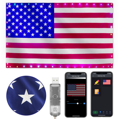 Sharanda Smart String Lights App Control 98LEDs 4th of July Color Changing Flag USB Powered