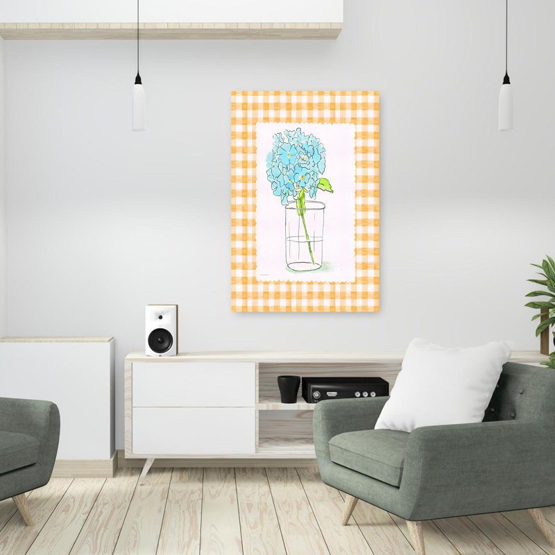 Art contemporain, art abstrait moderne, printemps, hortensia, H 36 po x l 24 po