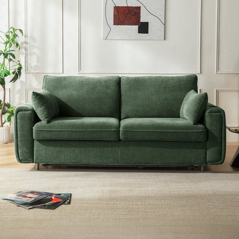 Queen Size Pull Out Sofa Bed Sleeper Sofa With Usb Fast Charging Memory Form Mattress, 2-in-1 Convertible Comfy Loveseat Couch Bed