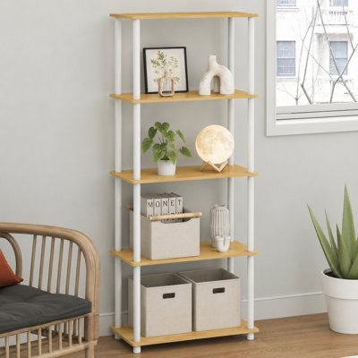 Bibliothèque Turn-N-Tube, bibliothèque à 3 niveaux, bibliothèque avec présentoir compact polyvalent, 11,6 x 23,6 x 29,6, pour salon, chambre à coucher, bureau personnel, bleu clair / blanc