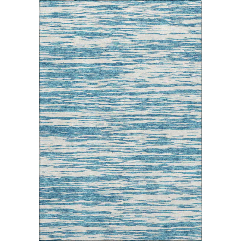 Premium Machine Washable Prisco Teal Rug, Rectangle 3' x 5'