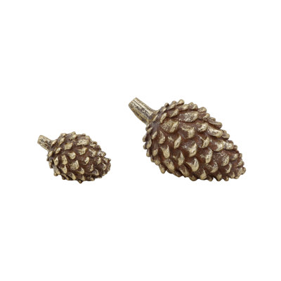 Resin Pine Cones Set of 2, Decorative Objects, Gold, Resin, Tabletop, Living Room, Fall Harvest, Home Decoration