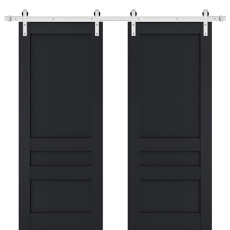 Portes de grange à panneaux en bois Veregio, Anthracite, 64 po x 96 po
