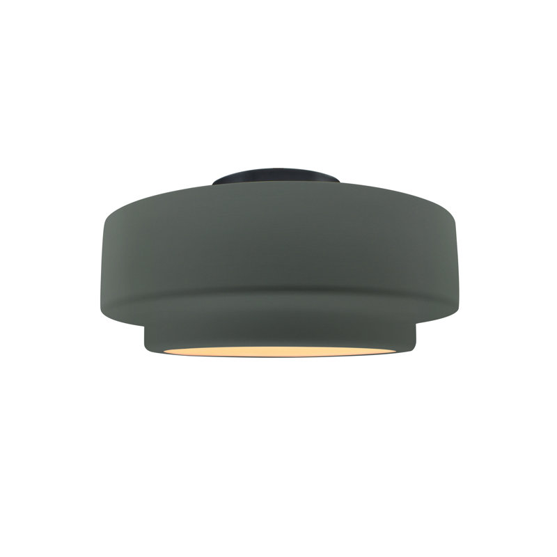 Plafonnier semi-encastré en céramique Dottie, Étain, vert, Noir mat, H 7 po x l 12 po x P 12 po