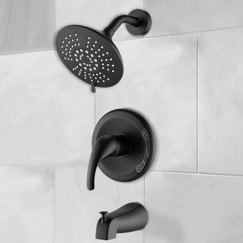 Matte Black Shower With 5 Head And Swivel Spout Faucet & 2.2 Gpm Flow