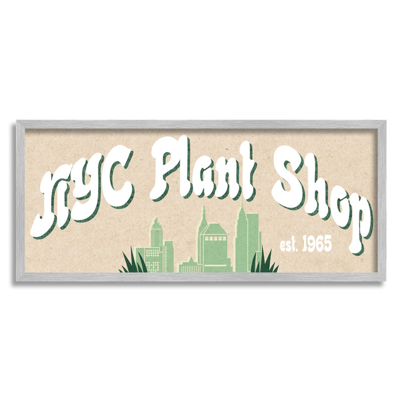 NYC Plant Shop Green Grass Skyline Est par Daphne Polselli, H 13 po x l 30 po, Estampe numérique Farmhouse
