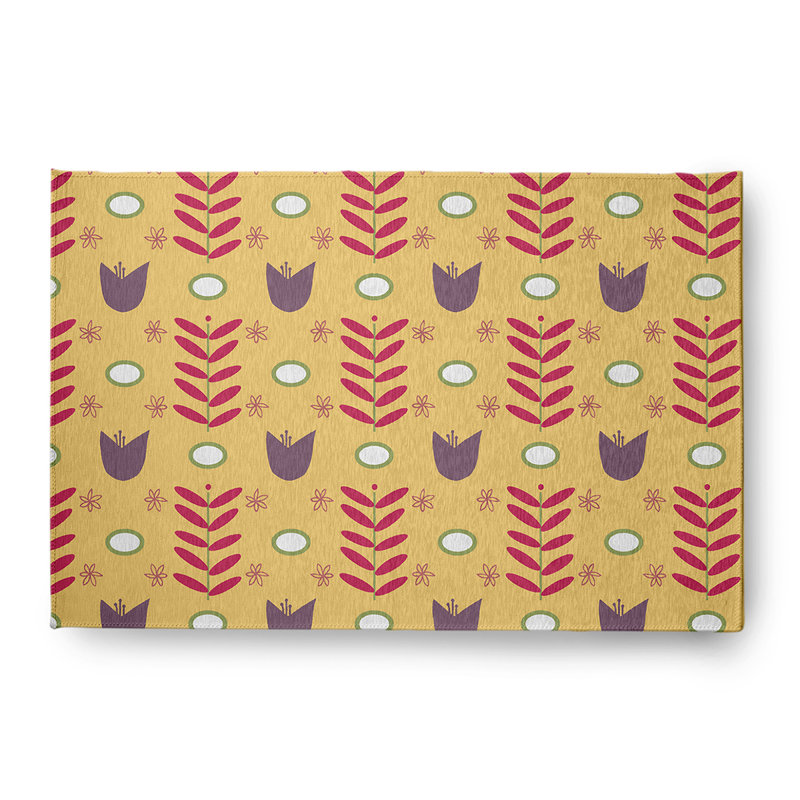 Chenille Floral Indoor / Outdoor Rug, Rectangle 4' x 6'