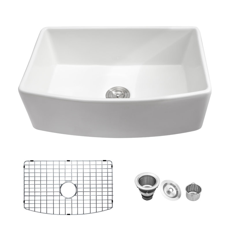 Évier de cuisine en céramique en argile réfractaire simple 33 po x 19 po x 10 po Lofeyo