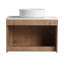 Meuble-lavabo mural 72 po avec lavabo d'art en céramique, 1 tablette de rangement et 4 portes à fermeture en douceur-121938659