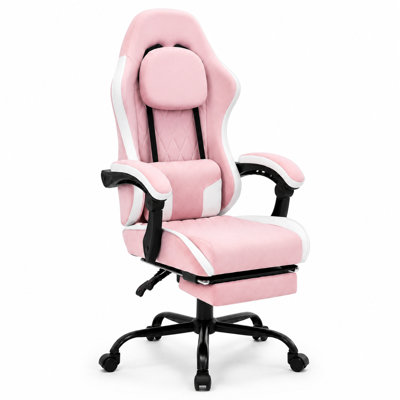 Ergonomic Gaming Chair With Footrest, Reclining High-Back Swivel Chair