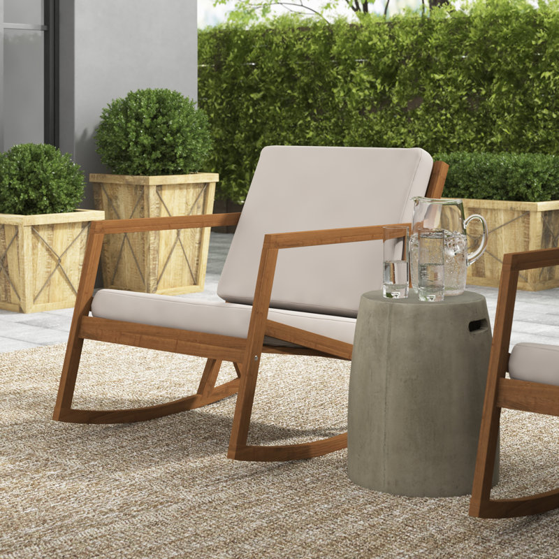 Chaise berçante de patio Cormach Mathew, Naturel, Marine
