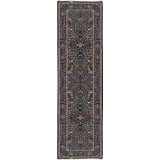 Wool Oriental Area Rug in Black/Burgundy/Pink