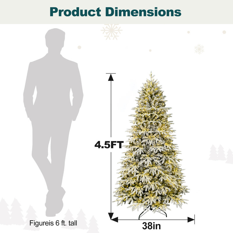 Arbre de Noël artificiel pré-éclairé enneigé, 4.5' H